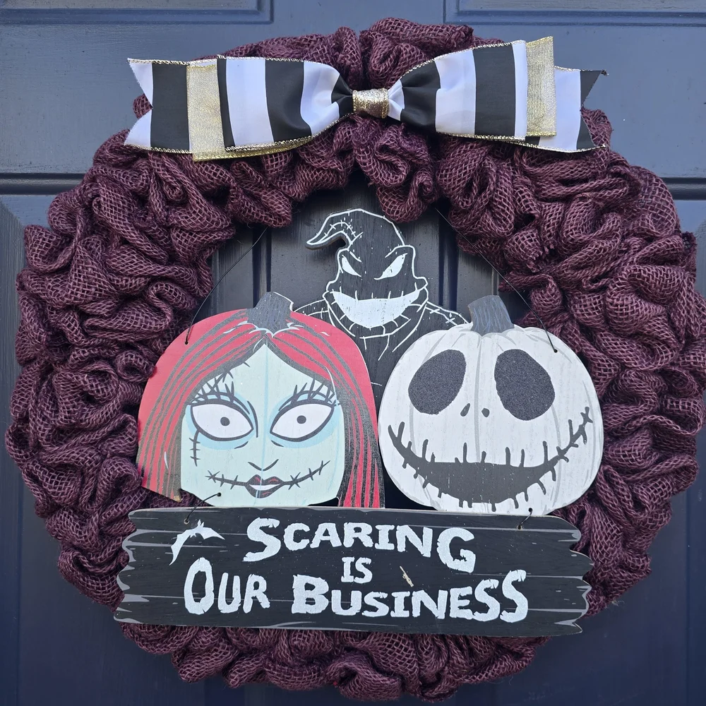 Halloween Wreath with Burgundy and Black Accents